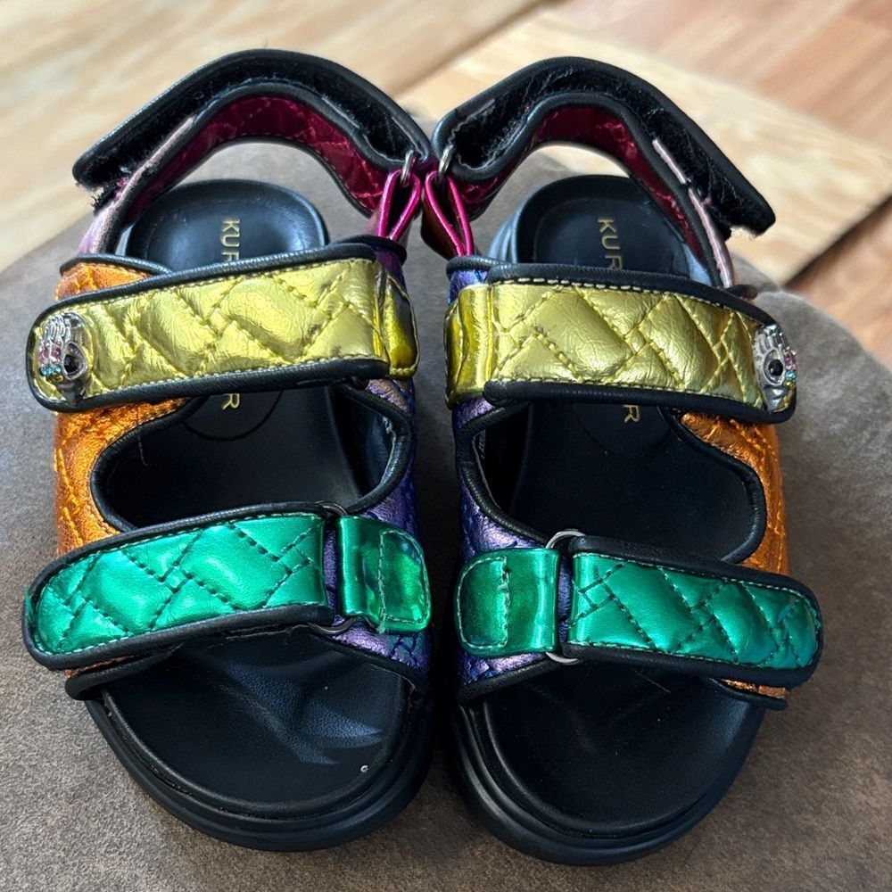 NWOT Kurt Geiger Multicolor Kids Quilted Sandals size 6M toddler girl